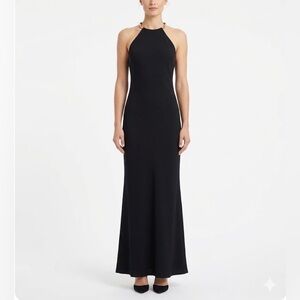 AQUA Backless Chain Accent Halter Long Mermaid Evening Gown Black Size 10 Dress